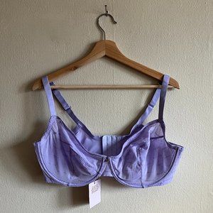 Savage X Fenty Purple Lilac Flocked Logo Unlined Demi Bra 40G NEW